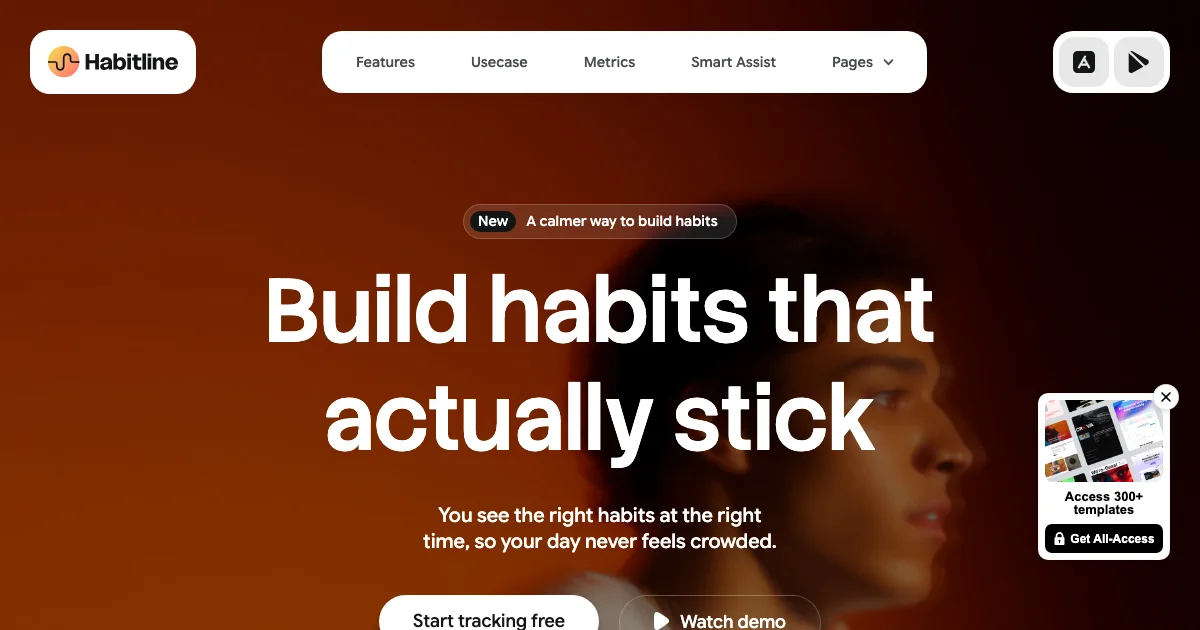 Screenshot of the Habitline theme homepage