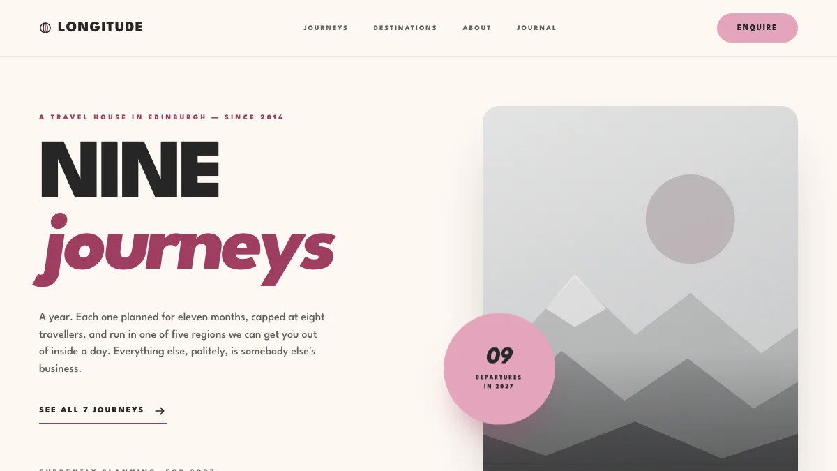 Screenshot of the Longitude theme homepage