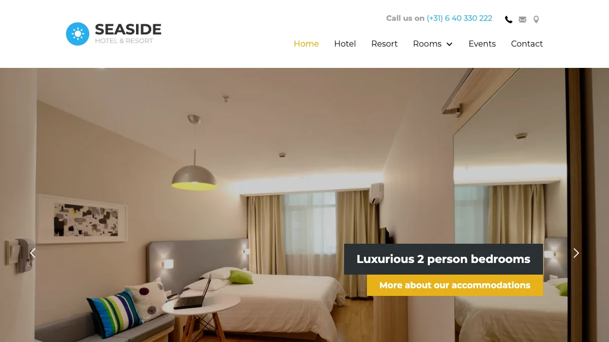 Screenshot of the Seaside theme homepage