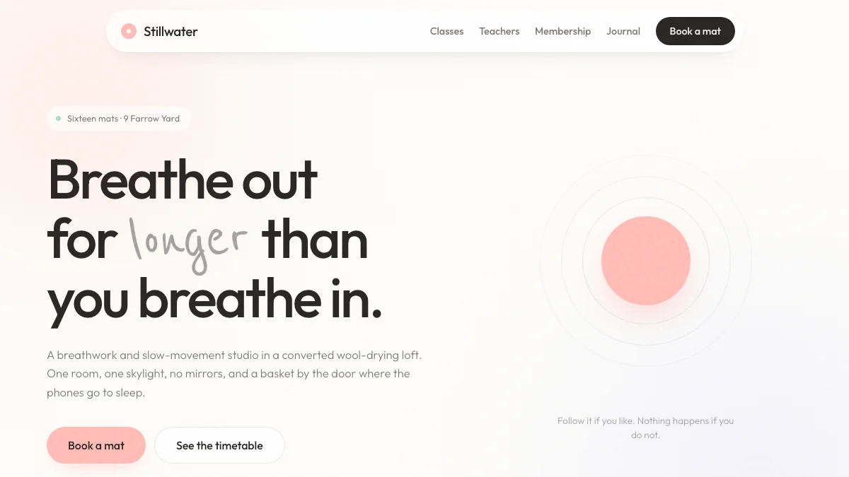 Screenshot of the Stillwater theme homepage