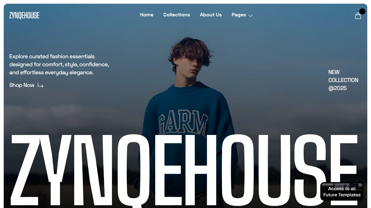 Screenshot of the Zynqehouse theme homepage